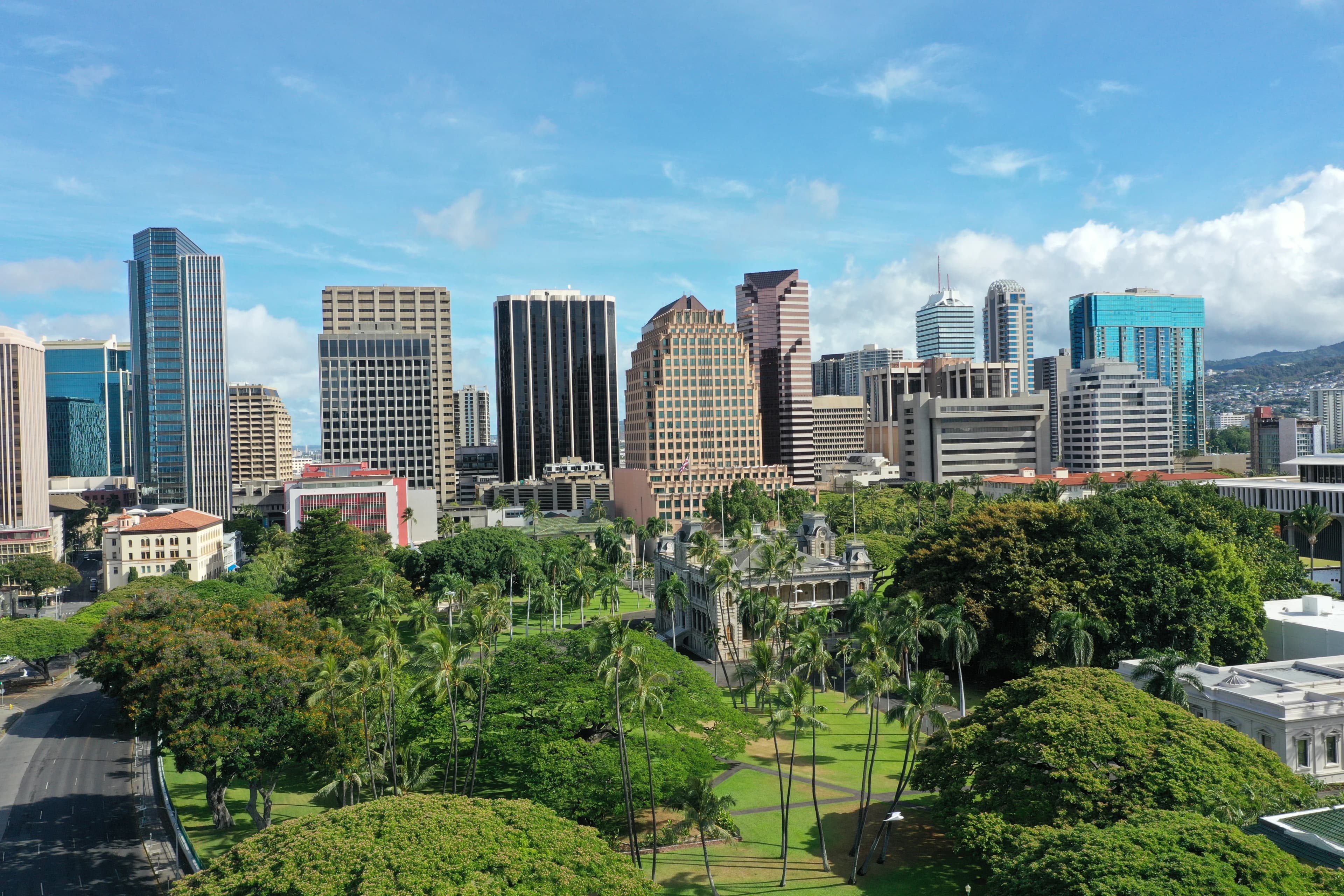 Downtown Honolulu commercial district from above